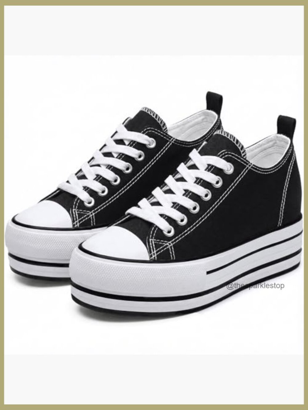 Canvas Platform Wedge Sneakers 3in Hidden Heel Height Boost Lace Up - Picture 6 of 7